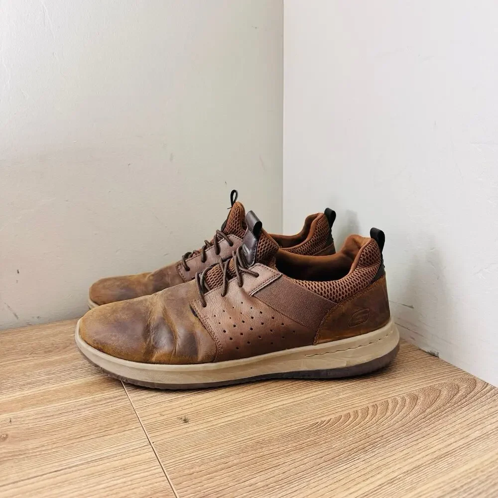 Skechers Delson Axton sneakers Brown Leather Men’s Size 12